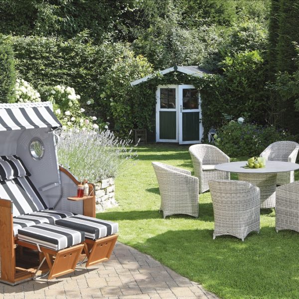 SonnenPartner Sessel Aluminium Kunststoffgeflecht und Strandkorb Ambiente