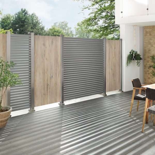 Brügmann Sichtblende System Board Keramik Eiche Rhombus Silber Ambientebild